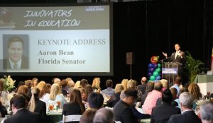 Florida Sen. Aaron Bean, a JU alum, offers keynote remarks at the 2016 Innovators in Education Awards.