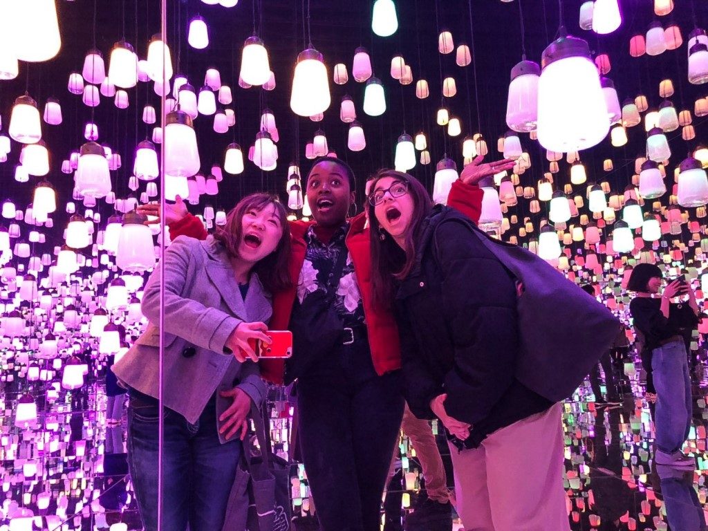 Natasha and friends in an infinity room