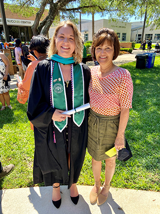 Jenna Blyler and her mentor Vice Provost Dr. Sherri Jackson on graduation day